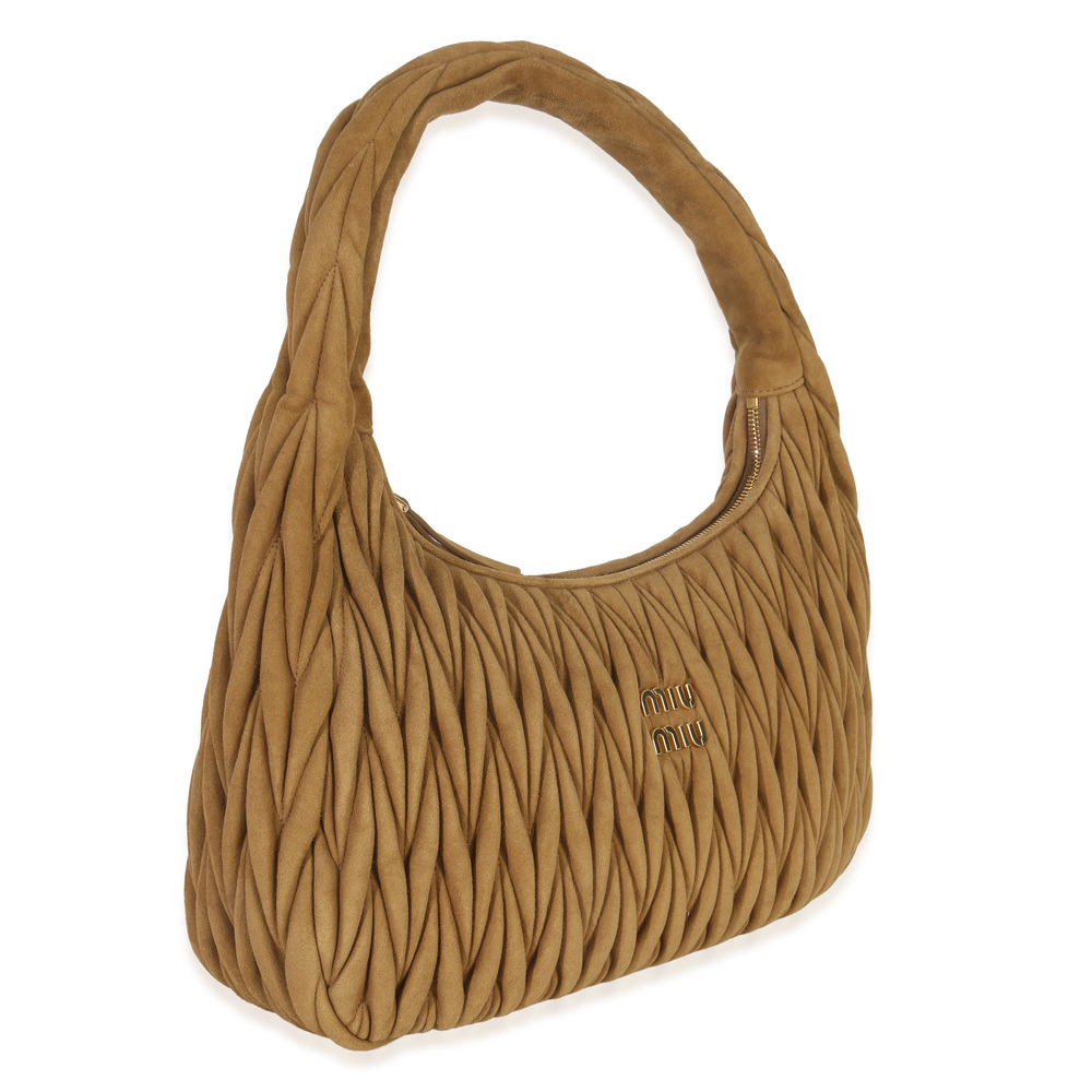 Miu Miu Brown Suede Matelasse Wander Hobo - Picture 3 of 8